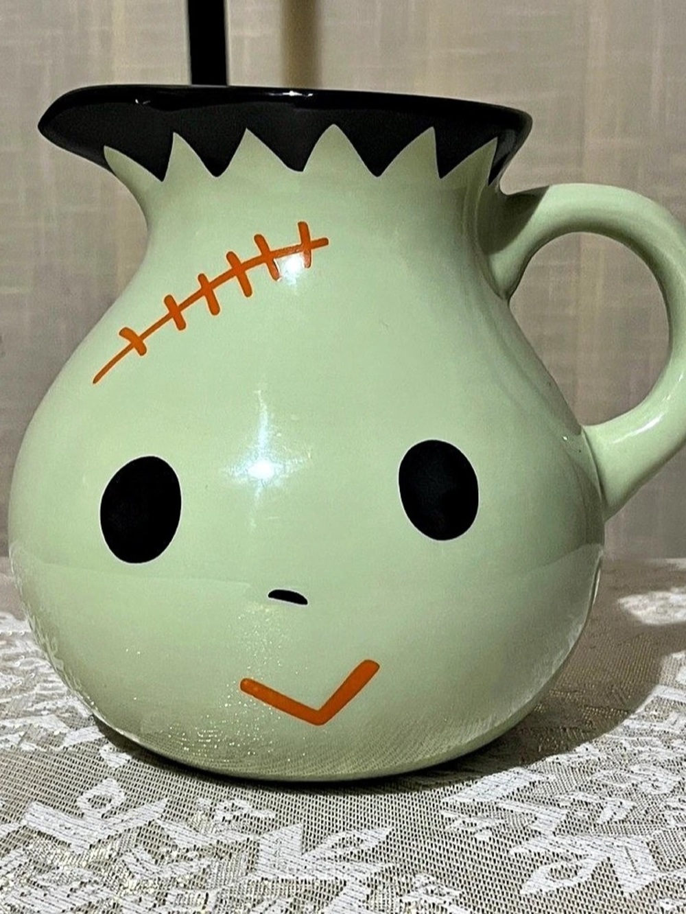 Retired Temp-tations Halloween Frankenstein pitcher in Green & Black 1.5 QT